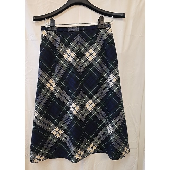 1960's Vtg PENDLETON Wool PLAID A-LINE Dark Academia Preppy Casual Chic SKIRT-10 - Picture 9 of 11